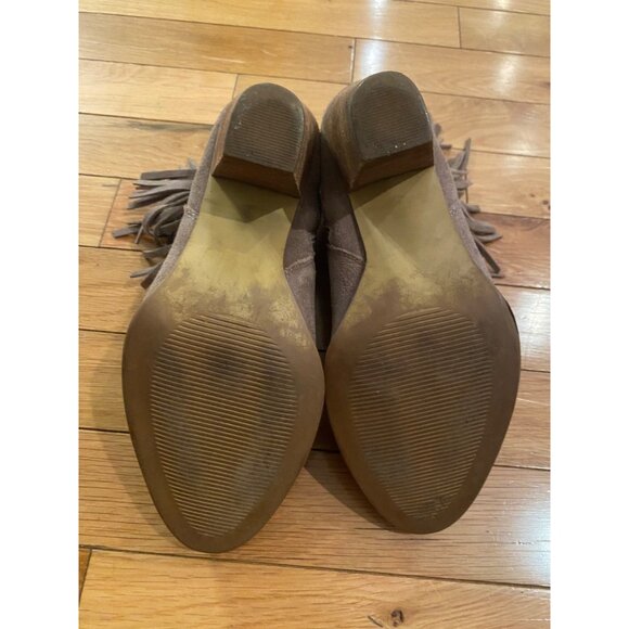 Steve Madden Cian Suede Leather Fringe Trim Tan Brown Boots Booties Size 7.5 - Picture 5 of 6